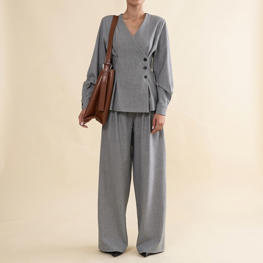 Élise - Tailleur Asymétrique Gris